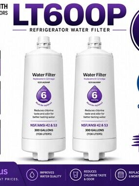 LG LT600P 5231JA2006F Refrigerator Water Filter Set of 2 NSF Genuine Replacement